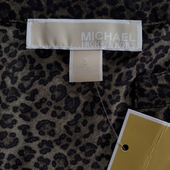 Michael Kors Women’s leopard print top roll up sleeves Size S - Picture 8 of 10